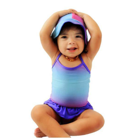Fuchsia Turq Ombré Swimsuit with Ruffle