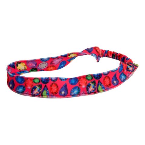 We love this baby girl headband with a pretty jewels pattern. One-size headband also fits toddler girls and older girls. Great for a trip to the beach, pool, or year-round!